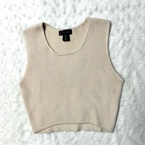 House of Harlow 1960 Cream Ribbed Cropped Knit Top